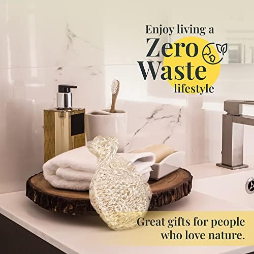 Natural Handwoven Sisal Loofah Body Scrubber - Organic Shower Sponge Made from Premium Agave Fibers - Arabic-Turkish Style with Bar Soap Pouch - Natural Body Scrubber for Men & Women