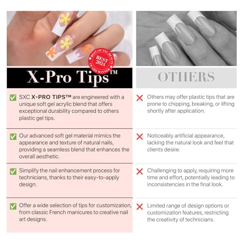 SXC Cosmetics X-Pro Tips French Tip Press On Nails - Bright Pastel Glow in the Dark Series (GLOW113KIT-XS Square)