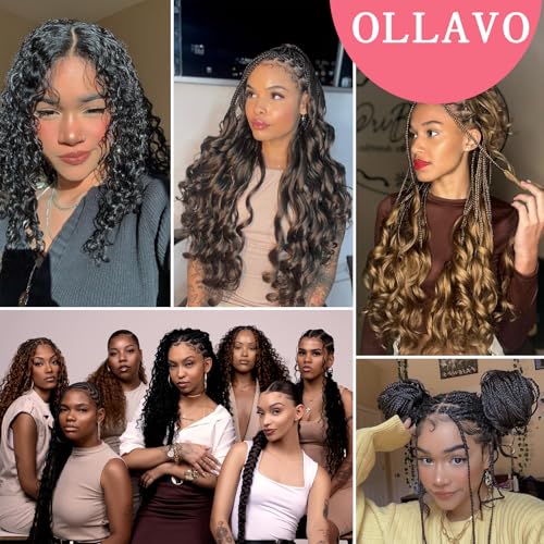 French Curl Braiding Hair 14 Inch Curly Braiding Hair 8 Packs Pre Stretched Bouncy Loose Wave French Curls Crochet Braids for Black Women (1B, 14 inch)