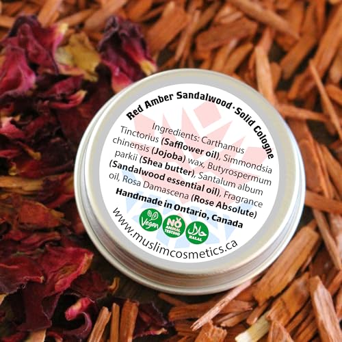 Red Amber Sandalwood SOLID Cologne | Rose | Amberous | Oud | Halal cologne || Made in Canada - Muslim Cosmetics - Red Amber Sandalwood 0.5oz / 14ml