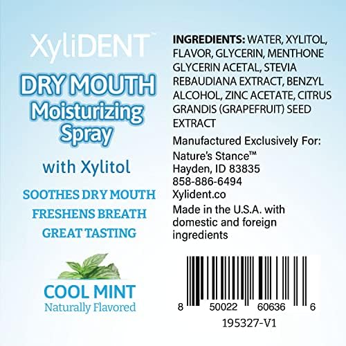 Nature's Stance XyliDENT Xylitol Dry Mouth Spray - Stimulates Saliva, Freshens Breath, Reduces Acid Production, Fast Acting Extended Relief, 2 Ounce (Cool Mint)