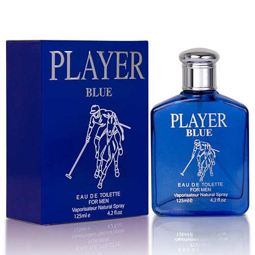 NovoGlow Player Blue for Men - 4.2 Fl Oz Eau De Parfum Spray for Men - Long-Lasting Citrusy Herbal & Woody Fragrances Smell Fresh All Day Long Gift for Men on All Occasions