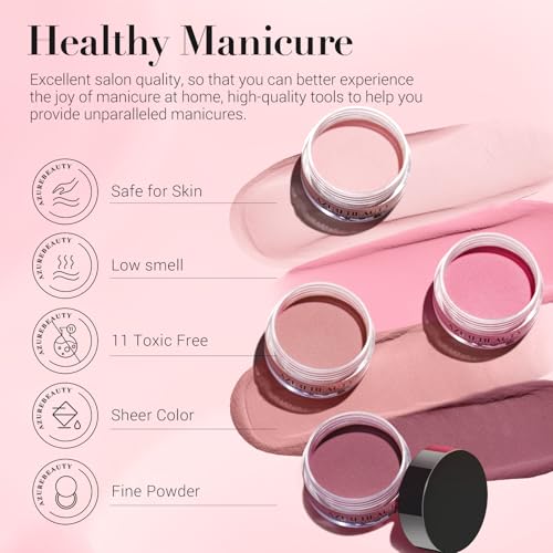 AZUREBEAUTY Dip Powder Nail Kit 16 Colors Glitter Pink with Top/Base Coat Activator Nail Remover Professional Dip Powder Liquid Set for Home Salon Gifts