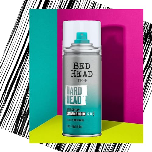 TIGI Bed Head Hard Head Hairspray for Extra Strong Hold - For All Hair Types - With Instant Dry & Natural Shine -Use on Dry Hair - Premium Hair Care Products for Women & Men Travel Sized-3 oz (3 Pack)