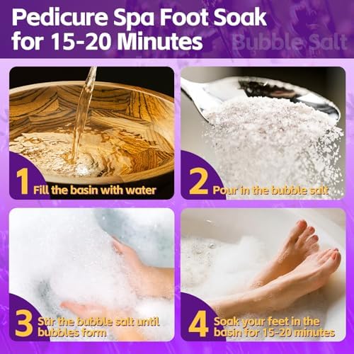 Pedicure Foot Soak, Foot Spa Soak, Pedicure Kit, Bubble Foot Bath For Tired & Dry Cracked Feet, Athletes Feet, Odor Foot and Softens Calluses, Foot Soak 16 Packs A Box, Lavender
