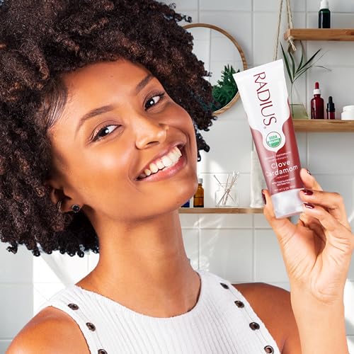 RADIUS Toothpaste, Clove Cardamom, 3 oz, USDA Organic Non-Toxic Chemical-Free Gluten-Free, Designed to Improve Gum Health & Prevent Cavities, Pack of 3