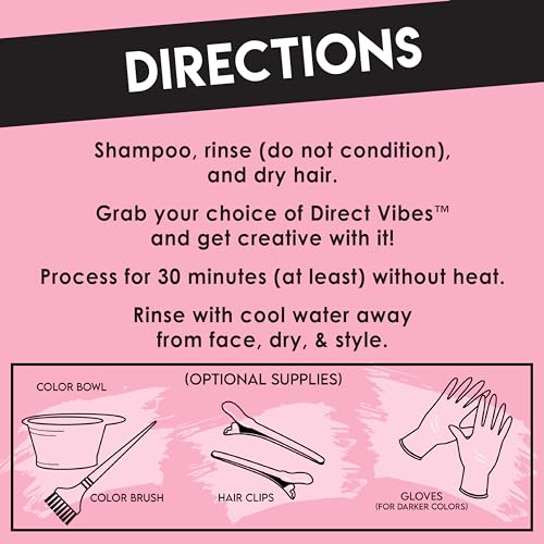 Direct Vibes Semi-Permanent Hair Color, Magenta, Vibrant & Long-Lasting Shade, Ammonia-Free, Vegan, Sulfate-Free, Paraben-Free, 8 fl oz