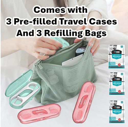Dental Floss Picks, Flossers Picks for Adult Teeth, Packed in 1pc of Refillable Auto-Ejection-Case and 3pcs of Portable Cases, Hygienic Convenient, Smart Buy, 442pcs (White)