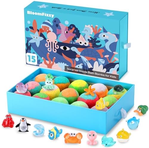 Sea Surprise Bath Bombs for Kids – 15 Pack Fizzy Gift Set with Hidden Ocean Toys, Gentle & Scented, Kid-Safe & Fun Bath Time, Great Summer Treats & Birthday Gifts for Boys and Girls