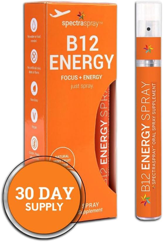 Spectraspray Vegan Vitamin B12 Oral Spray Vitamins - Daily Essential Vitamin with 500 mcg Methyl Form B12, 30 Day Supply per Spray