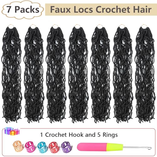 Faux Locs Crochet Hair Soft Locs 30 Inch 7 Packs Long Black Crochet Locs For Natural Butterfly Locs Crochet Hair For Women Goddess Locs Synthetic Pre looped Crochet Braids (30 Inch (Pack of 7), 1B#)
