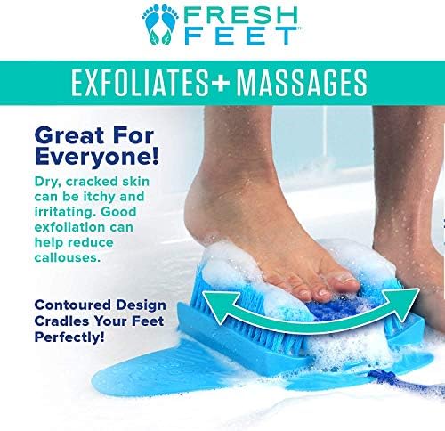 Fresh Feet- Foot Scrubber With Pumice Stone, Cleans, Smooths, Exfoliates & Massages your Feet Without Bending in the Shower or Bathtub