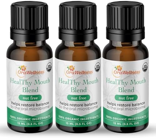 Nut Free Healthy Mouth Blend Organic Tooth Oil, Made in The USA Fluoride Free Toothpaste & Mouthwash Alternative, Natural Rinse for Healthy Teeth & Gums for Women, Men and Kids, Pack of 3
