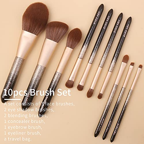 Natural Hair Makeup Brush Set Professional, Sable Makeup Brushes Set with Case, Natural Hair Brushes Makeup Set, Glitter Make up Brushes Set Professional, Natural Makeup Brushes - ORRA, Black