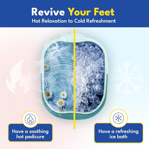 AWA Foot Soaking Tub, Collapsible Foot Bath Soak Tub for Soaking Feet, Pedicure Bowl, Plastic Feet Soaking Tub with Acupressure Massage Points, Foldable Laundry Basket (Teal Foot Tub)