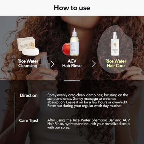 mimosu 97% Rice Water Hair Growth Spray - Fermented Rice Water & Biotin Serum, PHA Toner, Korean hair care Formula, 6.8fl.oz