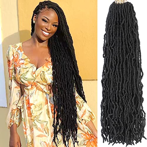 Faux Locs Crochet Hair Soft Locs 30 Inch 7 Packs Long Black Crochet Locs For Natural Butterfly Locs Crochet Hair For Women Goddess Locs Synthetic Pre looped Crochet Braids (30 Inch (Pack of 7), 1B#)