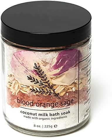 Hemlock Park Blood Orange Sage Coconut Milk Bath Soak | Organic Coconut Milk, Botanicals, Dead Sea, Epsom, and Himalayan Pink Mineral Salts | 9.5 oz Jar