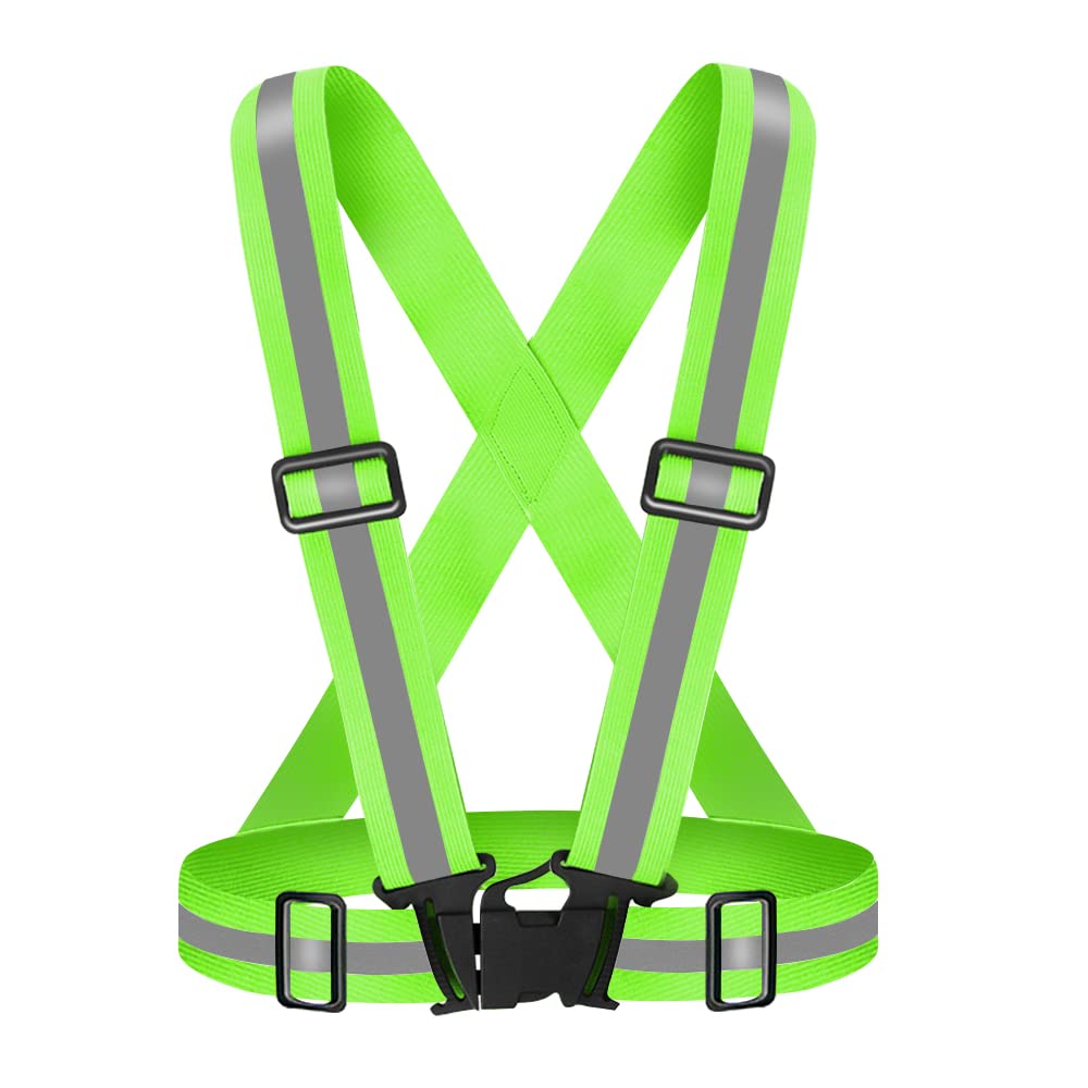 Fepdiu High Visibility Reflective Vest Safety Vest Running Reflective Gear Adjustable Reflective Vest for Walking,Jogging,Hiking,Night Cycling (Green)