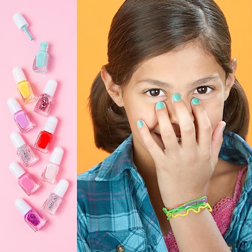 SIMPLE PLEASURES Unicorn Rainbow Kids Nail Polish Set for Girls – 14 Water-Based Non -Toxic Nail Art Kit - Gift Set for Ages 7-12