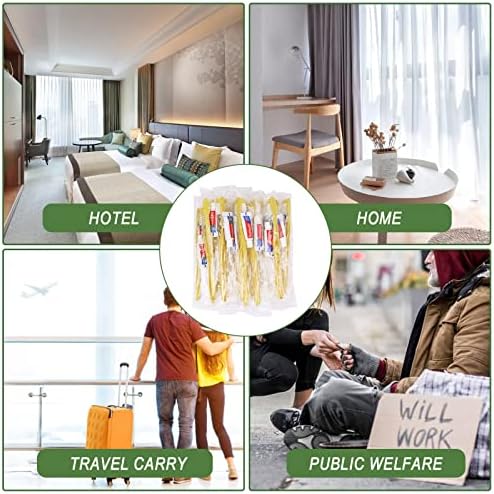 Disposable Toothbrushes with Toothpaste,200 Pack Yellow Hollow Individually Wrapped Disposable Travel Toothbrushes Kit in Bulk for Homeless,Nursing Home,Hotel,Charity