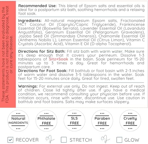Sitz and Soak Mama Therapy | Postpartum Sitz Bath | Epsom Salt and Essential Oil Postpartum Bath Salts | Non-Toxic | All Natural