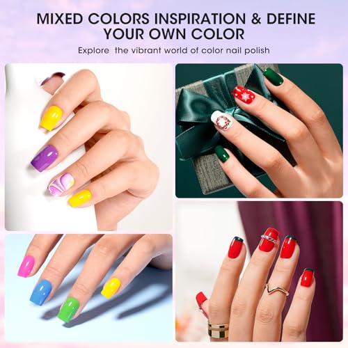 Nail Polish | 16 Colors Rainbow White Air Dry Regular Nail Polish Set with Base Top Coat & Remover Pads Spring Summer Classic French Fingernail Polishes Non-gel Bulk Gift for Nail Art Lovers