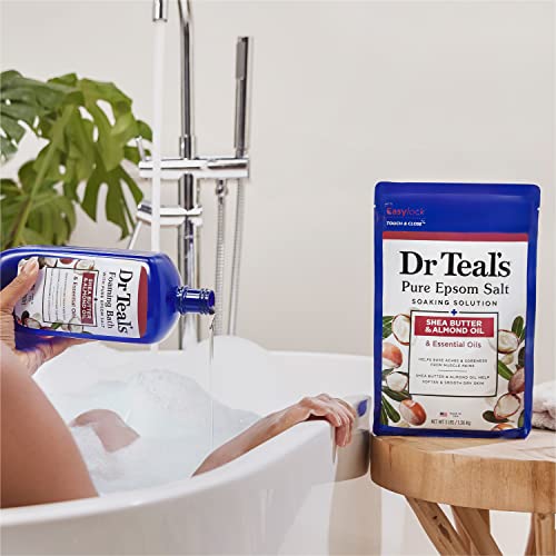 Dr Teal's Foaming Bath with Pure Epsom Salt, Shea Butter & Almond, 34 fl oz (Pack of 4)