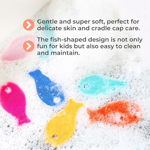 Innobaby Bathin' Smart Silicone Fish Bath Scrub, Aqua/Periwinkle