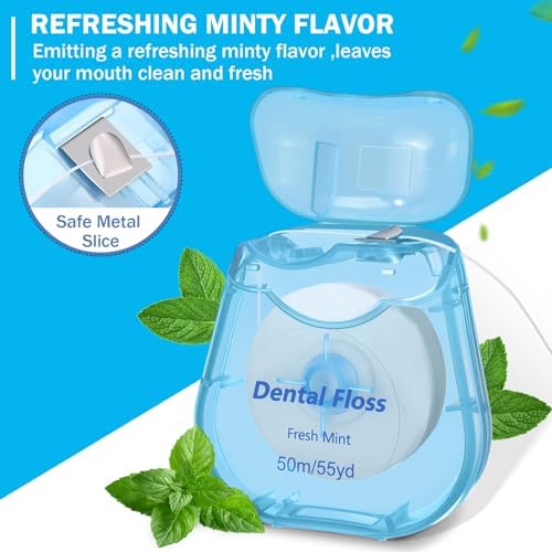 48 Pack Dental Floss Bulk 50m Each Mint Travel Dental Floss Oral Care for Teeth and Gum Protection(Multicolor)