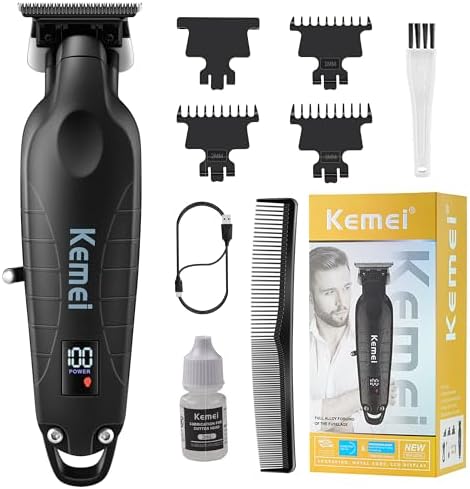 KEMEI 2293 Professional Hair/Beard Trimmer for Men Zero Gapped Hair Clippers for Barber with T Blade, Cordless Rechargeable