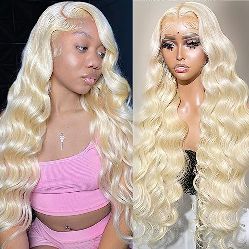 Alimubi 613 13x6 Lace Front Wig Human Hair 200 Density 613 Lace Front Wig Human Hair 30 Inch Body Wave Blonde Wig Human Hair（30 Inch）