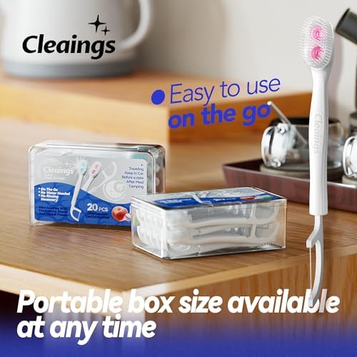 Disposable Toothbrushes with Double Cleaning Beads Toothpaste and Clean Floss Picks for Work or Travel - 20 pcs-Mixed Flavor（Pack of 1）