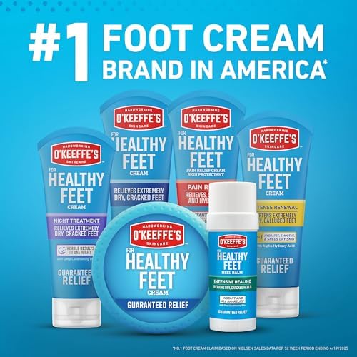 O'Keeffe's for Healthy Feet Foot Cream - 3 oz Tube (2 Pack) - Guaranteed Relief for Extremely Cracked, Dry Feet, Repairing Skincare, Instantly Boosts and Retains Moisture Levels