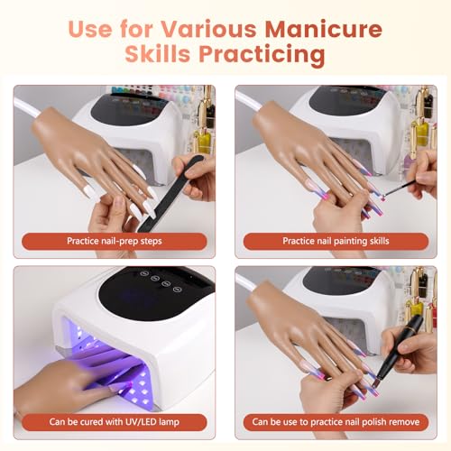 Practice Hand for Acrylic Nails: Nail Tips Won't Fall off From Fake Nail Practice Hand - Flexible Nail Mannequin Hand Practice for Beginners