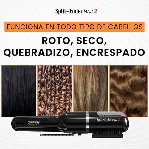 Split Ender Mini 2 - Cordless Split End Hair Trimmer, Solution for Dry and Damaged Hair, Rechargeable Trimmer for Broken and Brittle Split Ends, Hair Styling Tool- Black