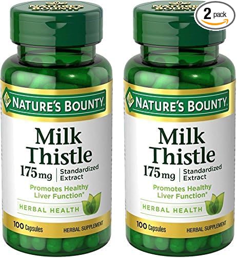Nature's Bounty Milk Thistle, Herbal Health Supplement, Supports Liver Health, 175mg, 100 Softgels (Pack of 2)
