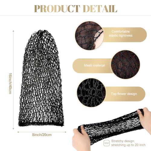 5 Pcs Snoods for Women Hair, Extra Large Hair Nets Mesh Hair Net Crochet Mesh Sleep Bonnet Length Rayon Mesh Wrap for Curly Hair