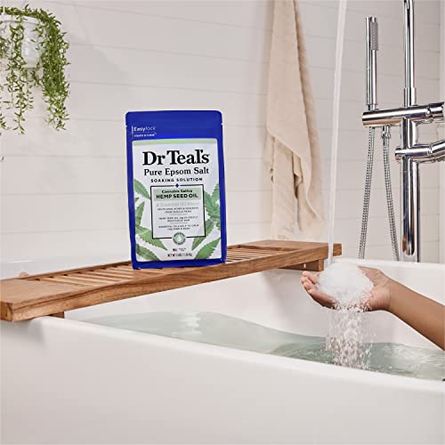 Dr Teal's Epsom Salt Magnesium Soak, Cannabis Sativa Hemp Seed Oil, 3 lbs (Pack of 4)