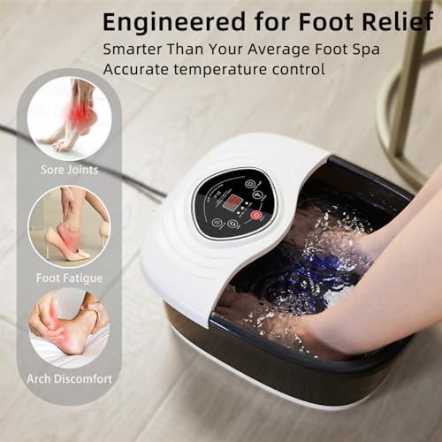 Foot Spa Bath Massager with Heat, Shiatsu Rollers, UV & Ozone Bubbles - Includes Tea Tree Oil Epsom Salt, Relieves Stress and Foot Pain - Home Pedicure Soak Tub Gift for Women/Men, Mom/Dad