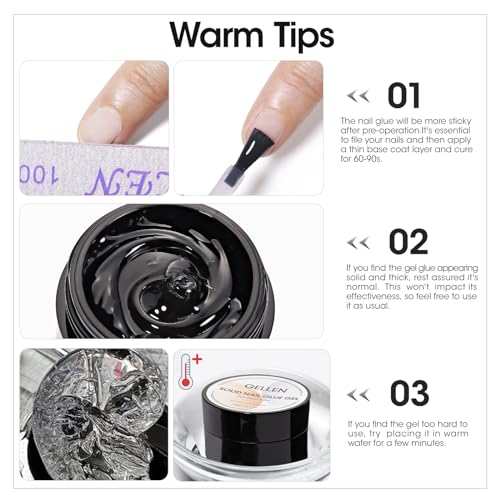 Gellen Solid Nail Glue Gel Kit - 8g Gel and 8w Mini UV Light LED Lamp for Cured Nails, Press on Glue for Acrylic Fake Tips, Salon Art DIY at Home