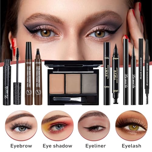 All In One Makeup Kit, Travel Makeup Kit, Makeup Gift Set, Makeup Kit for Women Full Kit, Makeup Bundle Includes Foundation Eyeshadow Palette Lipstick Eyeliner Mascara Contour Stick Cosmetic Brush Set