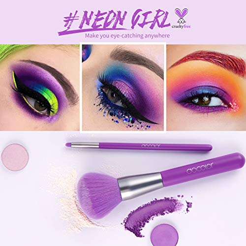 Docolor Makeup Brushes 10Pcs Makeup Brush Set Premium Synthetic Powder Kabuki Foundation Contour Blush Concealer Eye Shadow Blending Liner Make Up Brush Kit - Neon Purple