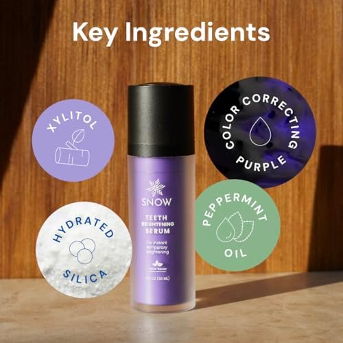 SNOW Teeth Brightening Purple Serum | Gentle & Enamel Safe Instant Brightening for Brighter Smile | Dental Care, Hygiene, & Tooth Care Bright Smile for Events Daily Confidence 2 Month Supply