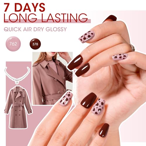 GELLEN Nail Polish Set, Quick Dry Natural Traditional Regular Nail Polish 6 Colors Nude Red Kit for Acrylic Natural Nails Home Salon, Non Gel, No UV, Hema Free, Non-toxic