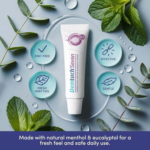 Denttach Seven Denture Adhesive, Thermoplastic Denture Cushion and Reliner, Upper and Lower Denture Comfort for Up to 7 Days, Zero Glue, Zinc Free
