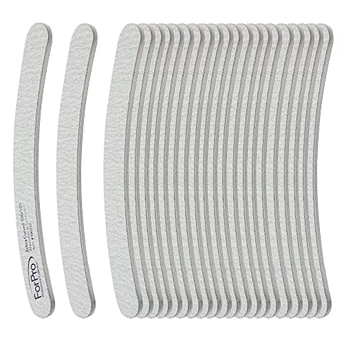 ForPro Professional Collection Zebra Curved Foam Board, 100/180 Grit, Double-Sided Manicure and Pedicure Nail Files, 7” L x .75” W, 50-Count