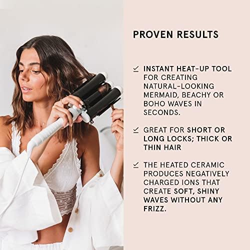 BONDIBOOST Wave Wand Hair Curling Iron Wand [32 mm], 1.25 Inch Ceramic Tourmaline Triple Extra Large Barrels + Long Lasting, Natural Looking Waves + Instant Heat Up for Fast Styling