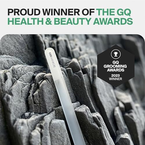 GERMANIKURE Czech Crystal Glass Nail File in Suede Leather Case, Original Black Branded, Professional Manicure & Pedicure Products for Easy Shaping of Natural Nails