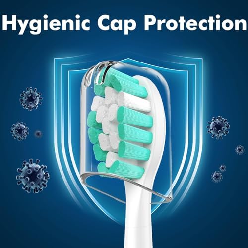 Replacement Toothbrush Heads Compatible with Philips Sonicare Protectiveclean C1 C2 4100 5100 6100 9024 6250, White, 10 Sonic Electric Brush Head (Green White, Medium)
